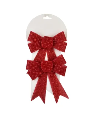 SANTA LILA komplet 2 Kokard czerwone 15x15,5cm