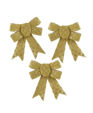 SANTA LILA Komplet 3 Kokardek 9,5x12cm złote