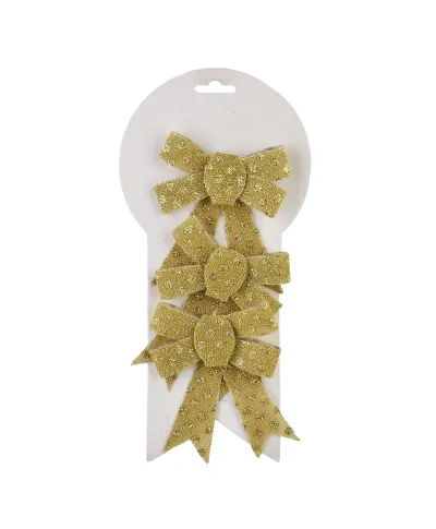 SANTA LILA Komplet 3 Kokardek 9,5x12cm złote