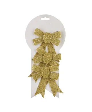 SANTA LILA Komplet 3 Kokardek 9,5x12cm złote