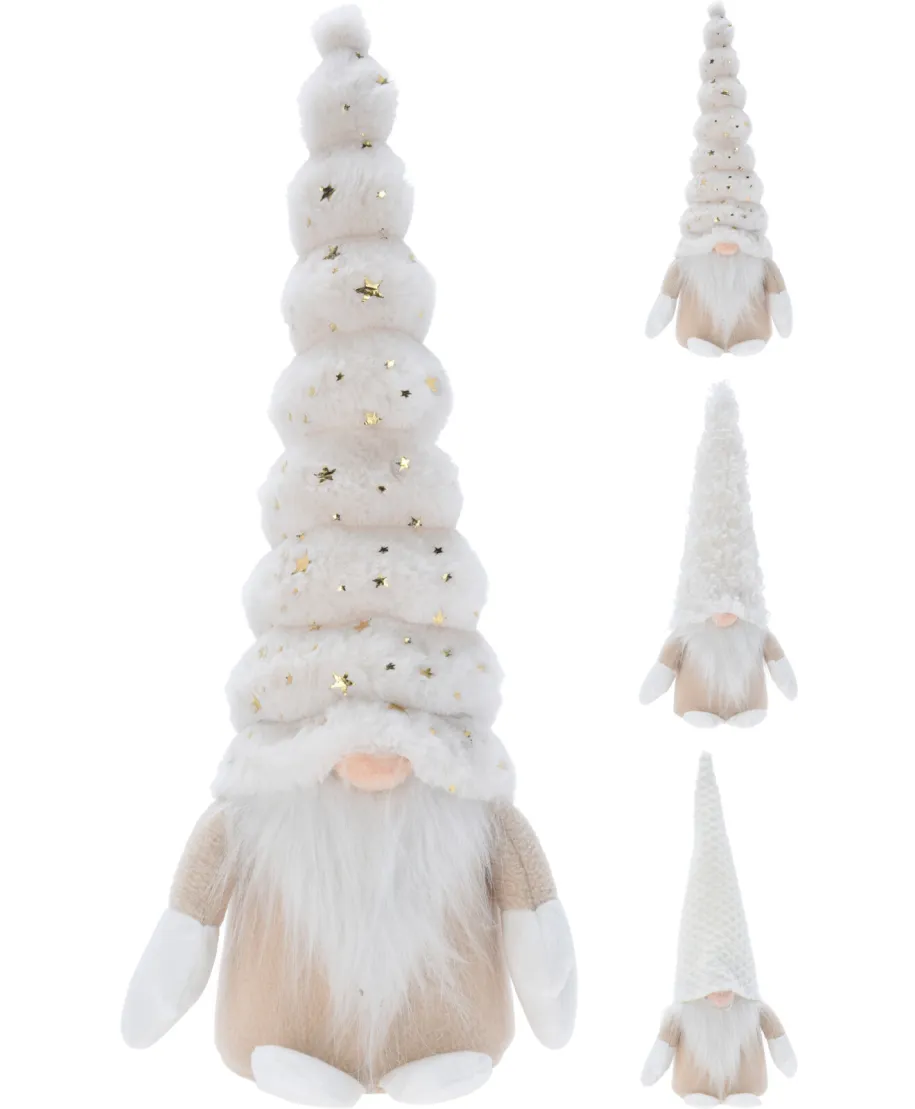 DEKORACJA GNOM 42CM 3 RODZAJE KREMOWY