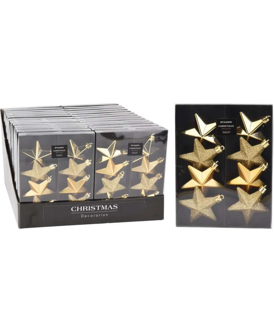 KOMPLET 8 ZAWIESZEK 6,5CM GWIAZDA