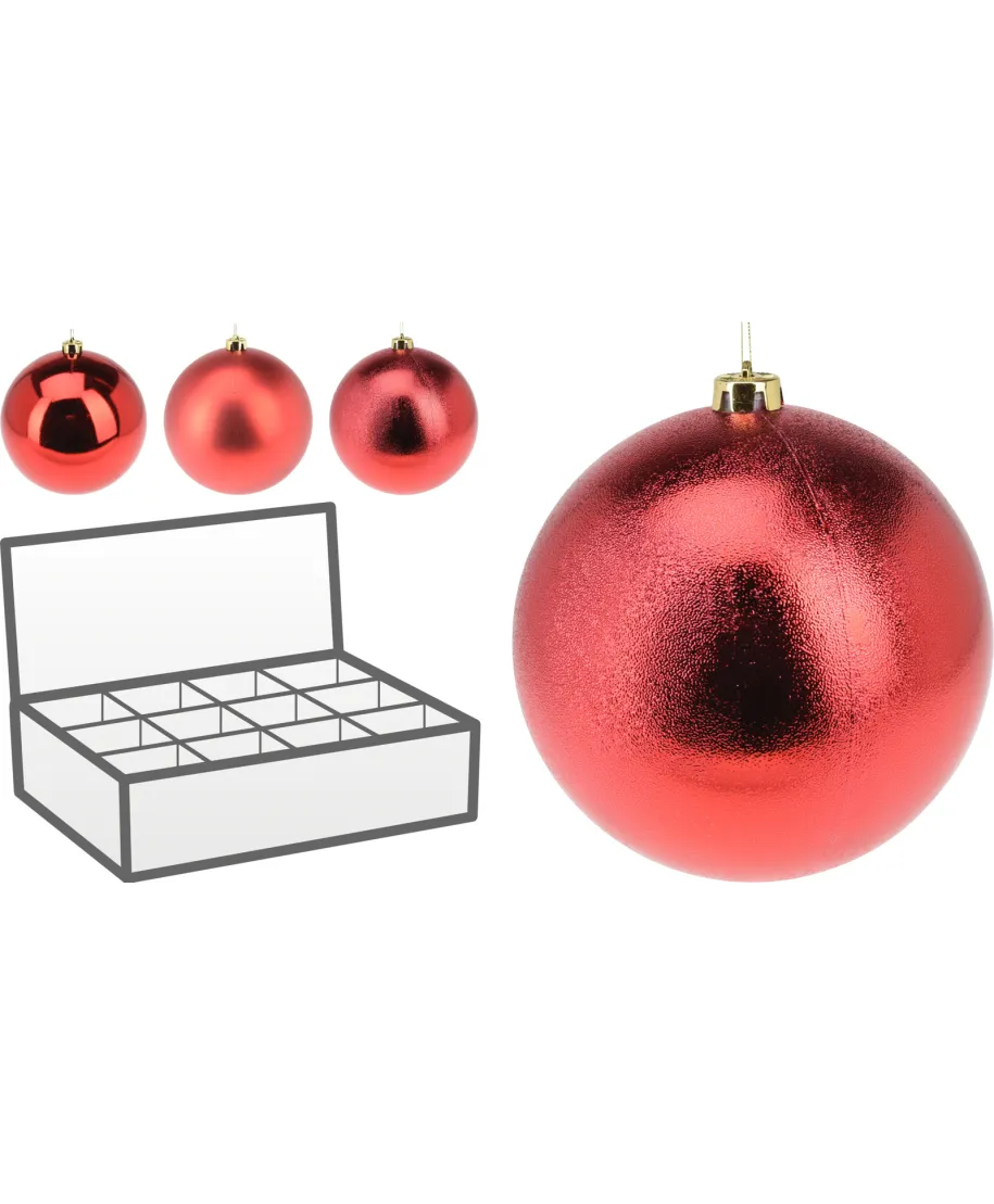 BOMBKA ŚWIĄTECZNA 18CM CZERWONA 3 RODZAJE