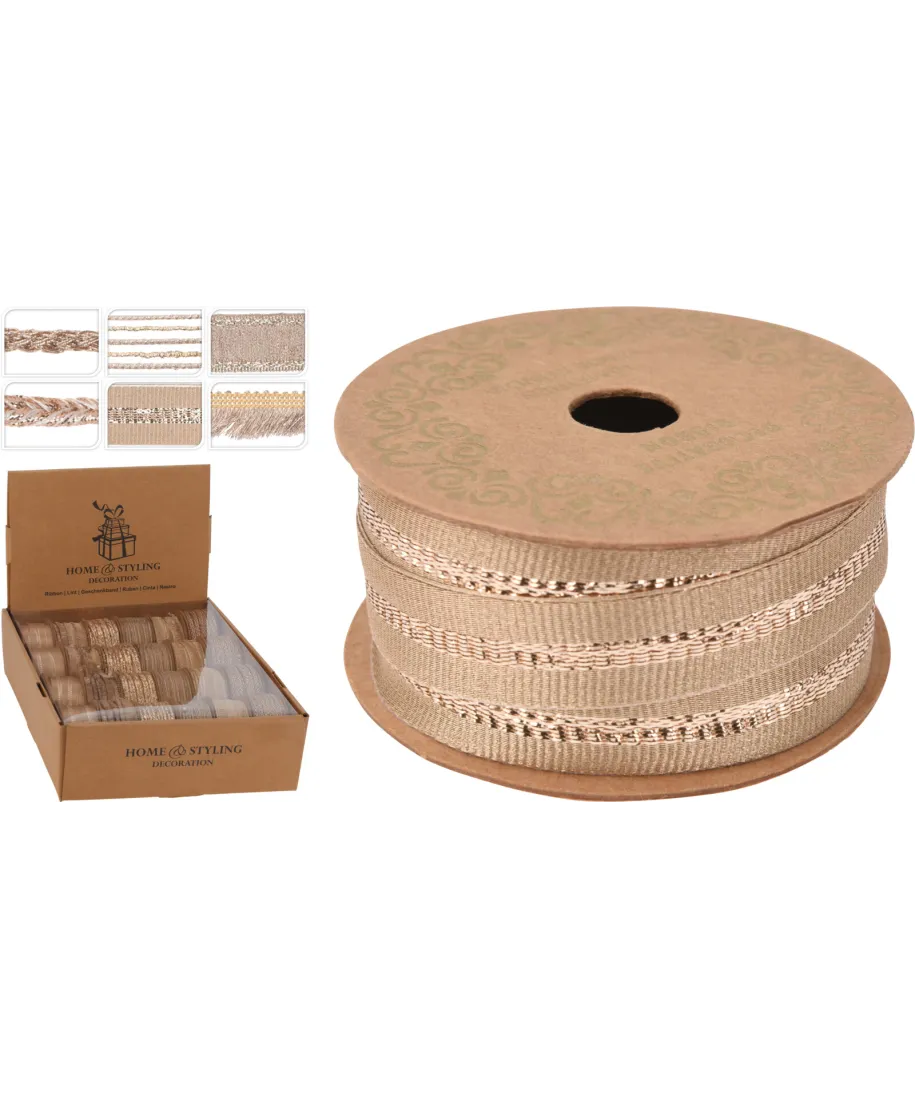 WSTĄŻKA 3,5CMX3M RÓŻOWE ZŁOTO 6 RODZAJE