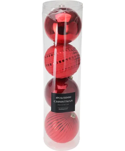 KOMPLET 4 BOMBEK 15CM CZERWONE