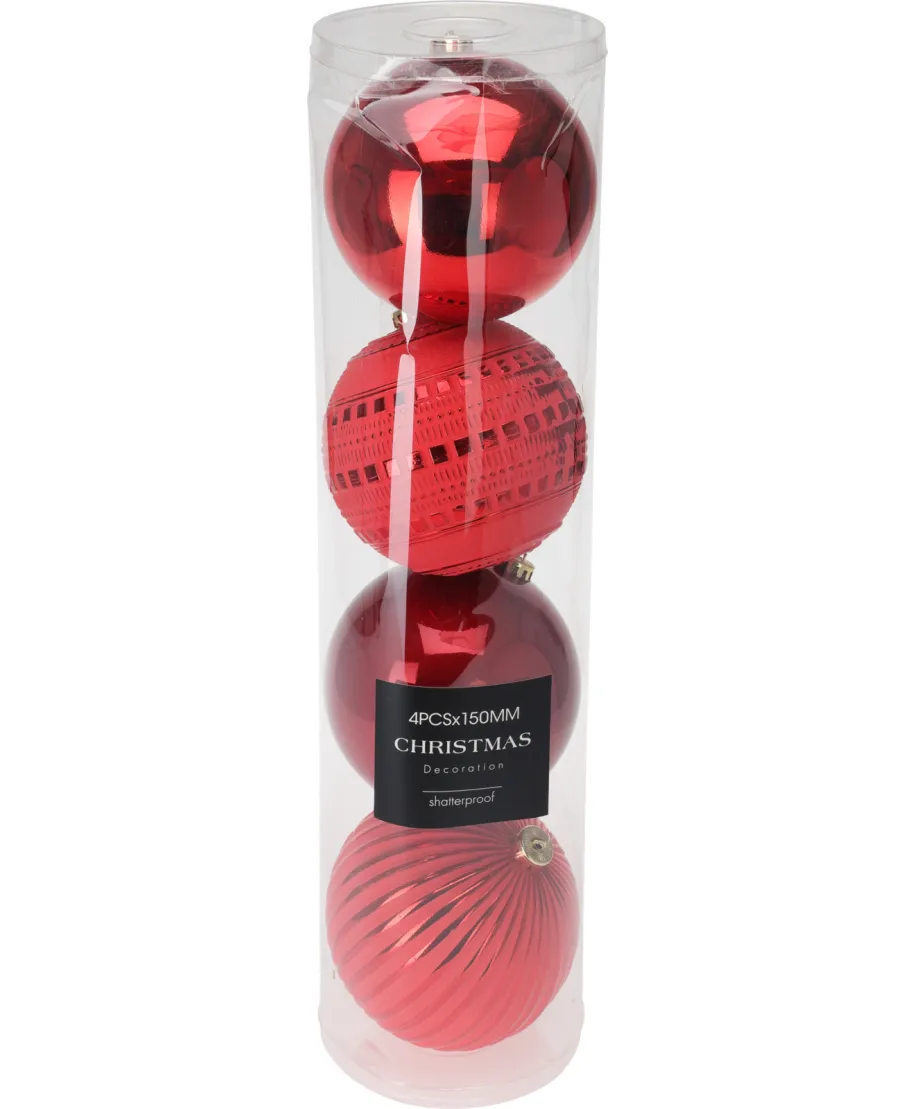 KOMPLET 4 BOMBEK 15CM CZERWONE