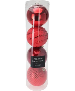 KOMPLET 4 BOMBEK 15CM CZERWONE