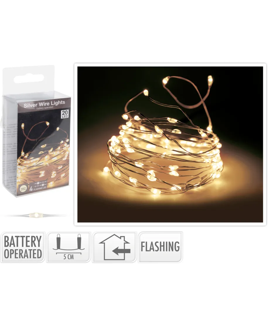 ŁAŃCUCH LED 20L DO WEWNĄTRZ FLASH NA BATERIE