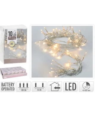 ŁAŃCUCH LED 10L WEWNĘTRZNE 1M TIMER NA BATERIE 2xAA 1,5V
