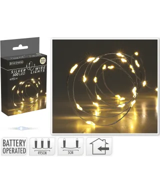 ŁAŃCUCH LED 100L CIEPŁA BIEL WEWNĘTRZNE495CM NA BATERIE