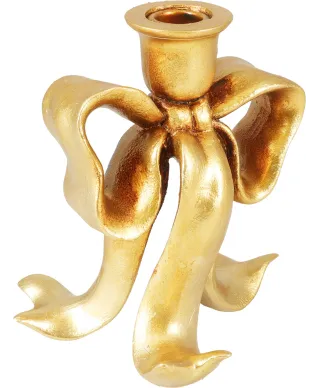 ŚWIECZNIK KOKARDA ZŁOTA 17CM