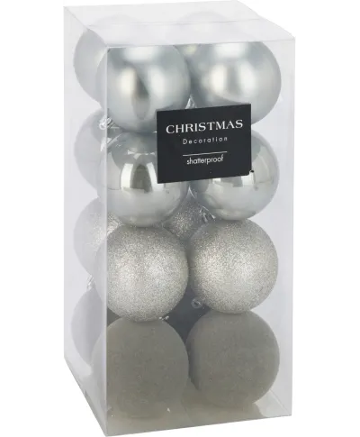 KOMPLET 16 BOMBEK 8CM SREBRNE,SZARE