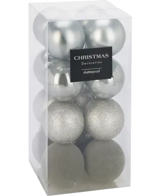 KOMPLET 16 BOMBEK 8CM SREBRNE,SZARE