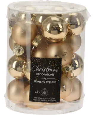 KOMPLET 24 BOMBEK SZKLANYCH 2,5CM ZŁOTE