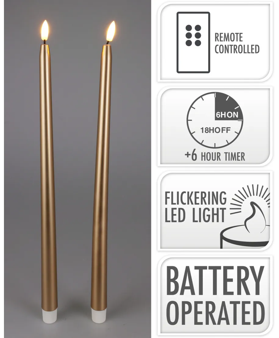 KOMPLET 2 ŚWIEC LED 38CM ZŁOTA