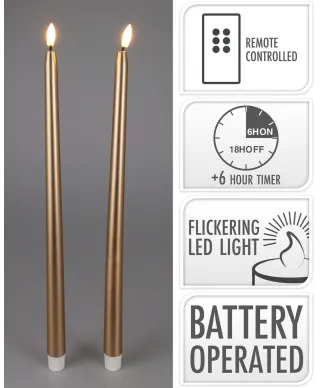 KOMPLET 2 ŚWIEC LED 38CM ZŁOTA