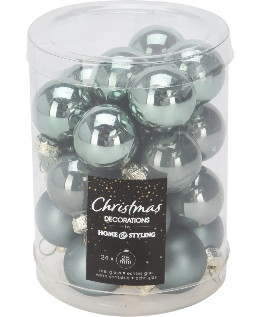 KOMPLET 24 BOMBEK SZKLANYCH 2,5CM ZIELONE KOMPLET 24 BOMBEK SZKLANYCH 2,5CM ZIELONE