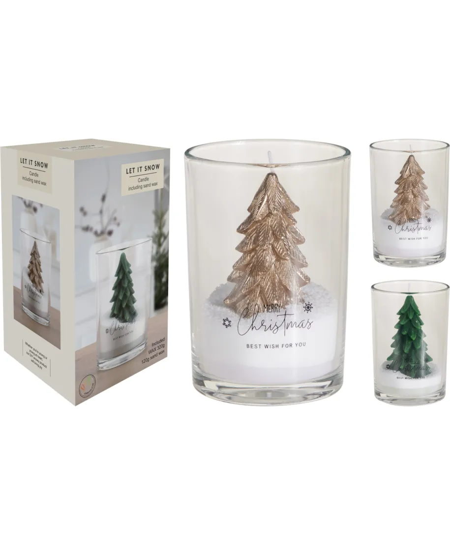 ŚWIECA CHOINKA W SZKLE 10X14CM