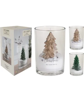 ŚWIECA CHOINKA W SZKLE 10X14CM