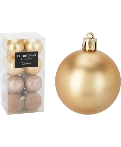 KOMPLET 16 BOMBEK 5CM ZŁOTE