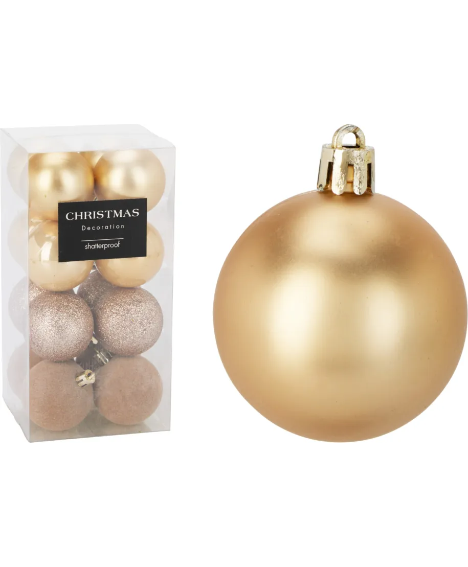 KOMPLET 16 BOMBEK 5CM ZŁOTE