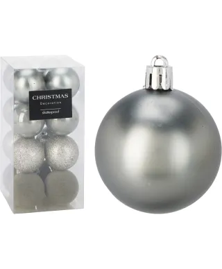 KOMPLET 16 BOMBEK 5CM SREBRNE