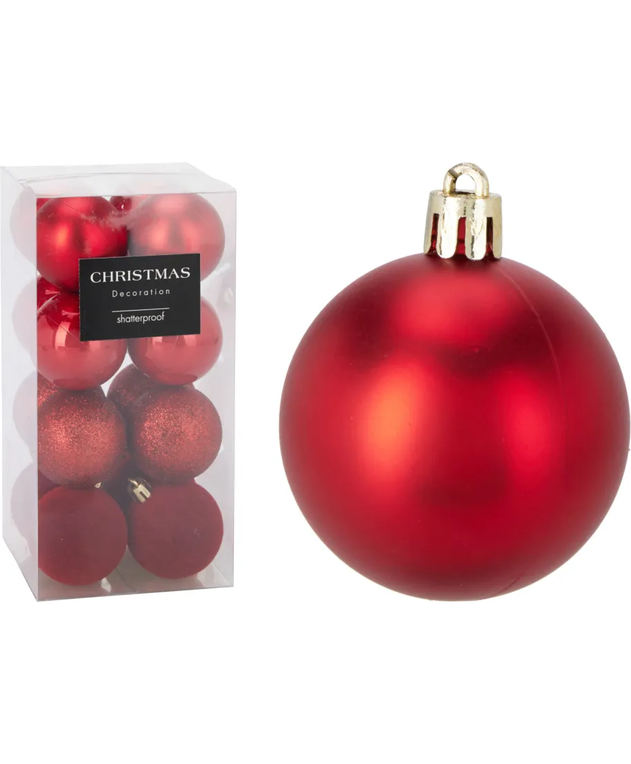 KOMPLET 16 BOMBEK 5CM CZERWONE