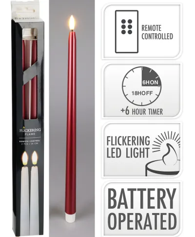 KOMPLET 2 ŚWIEC LED 38CM CZERWONA