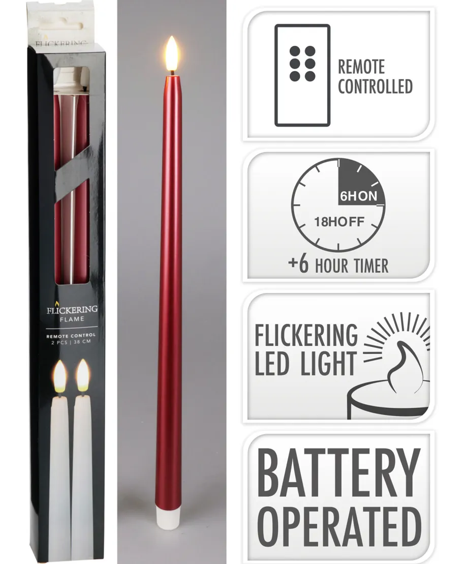 KOMPLET 2 ŚWIEC LED 38CM CZERWONA