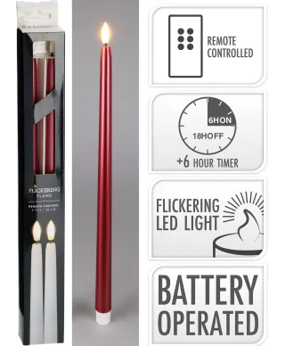 KOMPLET 2 ŚWIEC LED 38CM CZERWONA