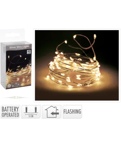 ŁAŃCUCH LED 40L DO WEWNĄTRZ FLASCH NA BATERIE