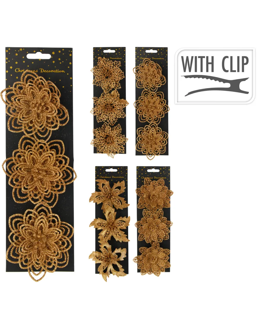 KWIAT NA KLIPIE KOMPLET 3SZTUK BROKATOWE