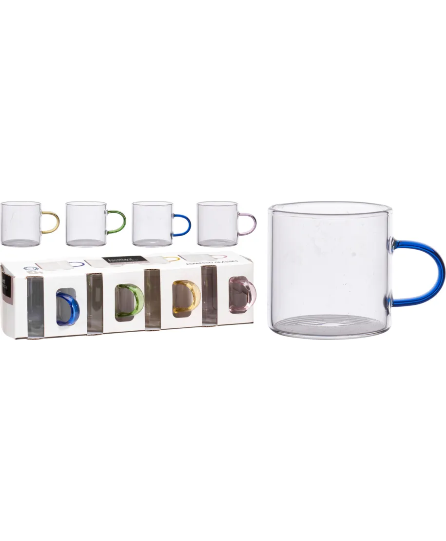 KOMPLET 4 KUBKÓW DO ESPRESSO SZKLANE