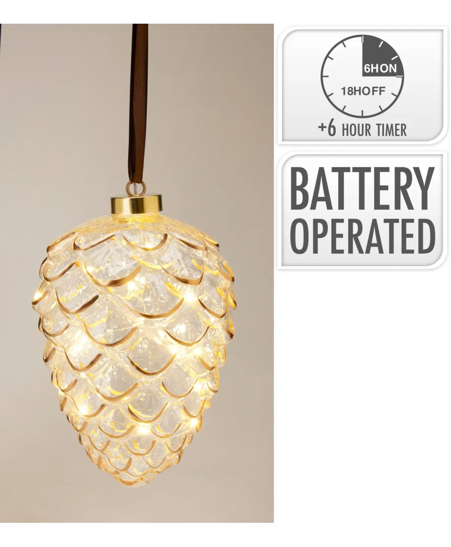 BOMBKA WISZĄCA W KSZTAŁCIE SZYSZKI LED NA BATERIE TIMER