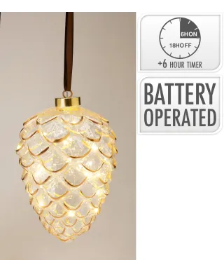 BOMBKA WISZĄCA W KSZTAŁCIE SZYSZKI LED NA BATERIE TIMER