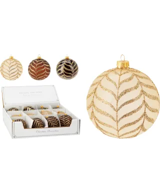 BOMBKA ŚWIĄTECZNA SZKLANA 8CM 3 RODZAJE