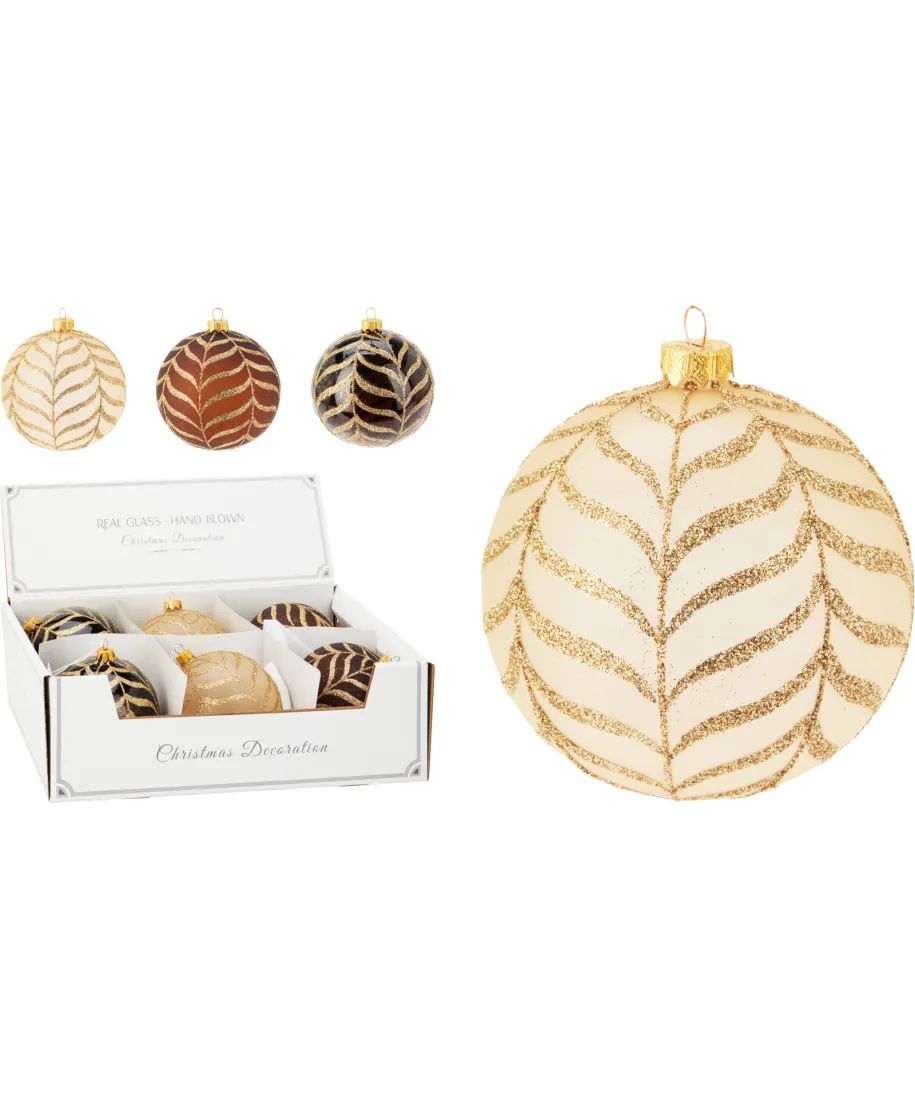 BOMBKA ŚWIĄTECZNA SZKLANA 10CM 3 RODZAJE