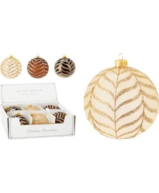 BOMBKA ŚWIĄTECZNA SZKLANA 10CM 3 RODZAJE