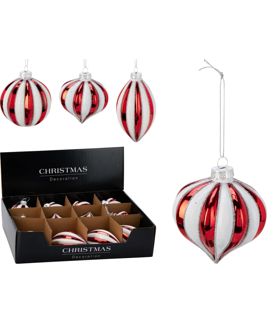 BOMBKA BOŻONARODZENIOWA CZERWONO-BIAŁA