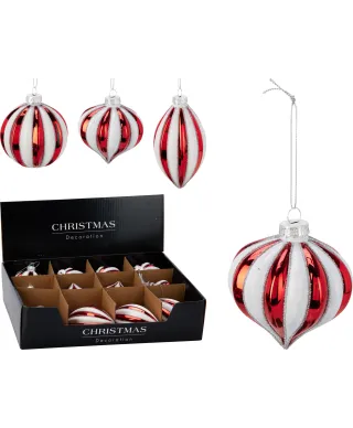 BOMBKA BOŻONARODZENIOWA CZERWONO-BIAŁA