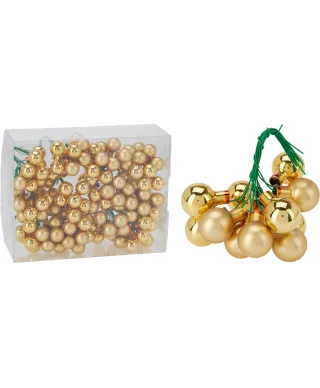 BOMBKI ŚWIĄTECZNE 2CM NA DRUCIE ZŁOTE