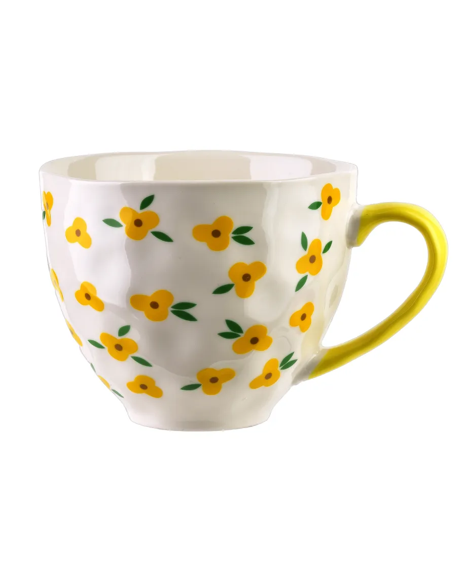 FLORELLA Kubek 400ml 11x15x9cm żółte kwiatki