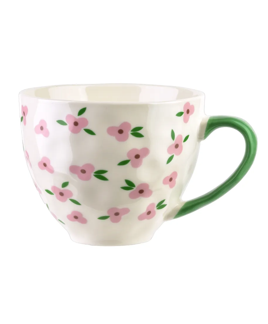 FLORELLA Kubek 400ml 11x15x9cm różowe kwiatki