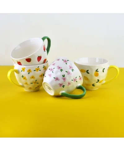 FLORELLA Kubek 400ml 11x15x9cm różowe kwiatki