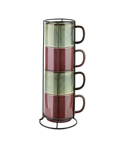 EVIE Komplet 4 kubków na stojaku 400ml