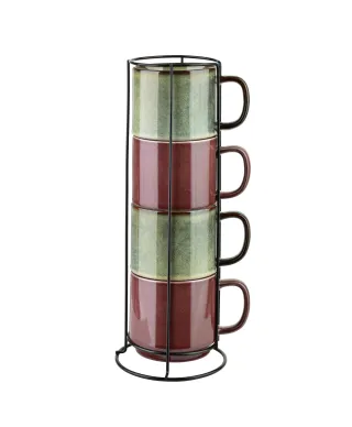 EVIE Komplet 4 kubków na stojaku 400ml