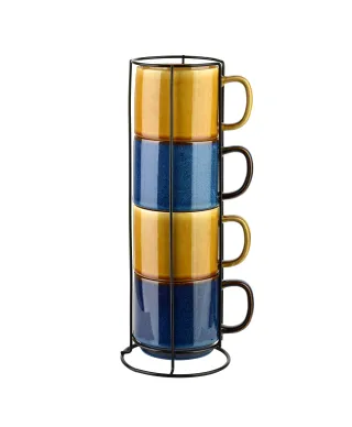 EVIE Komplet 4 kubków na stojaku 400ml