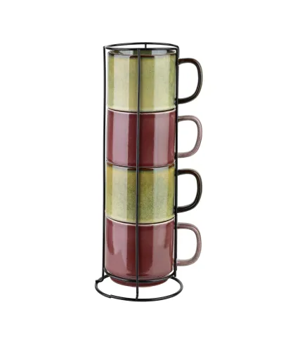 EVIE Komplet 4 kubków na stojaku 400ml