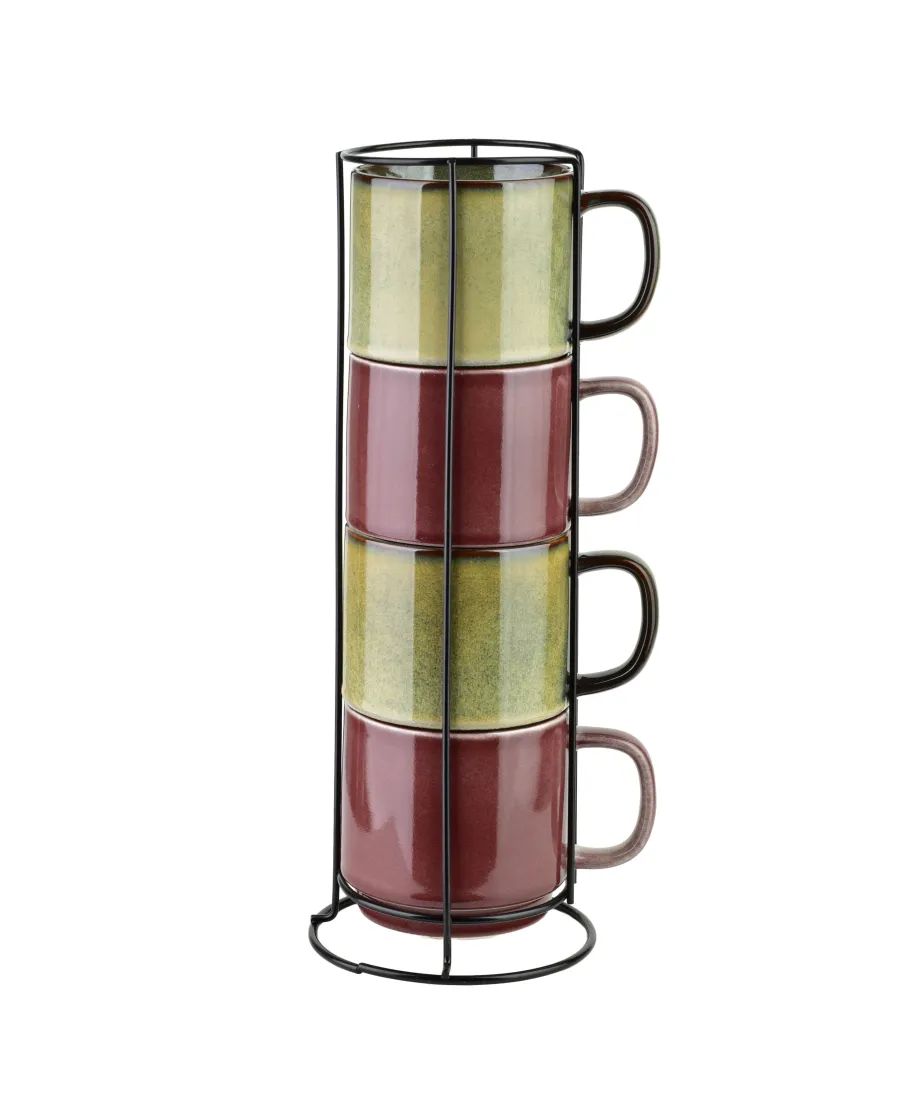 EVIE Komplet 4 kubków na stojaku 400ml