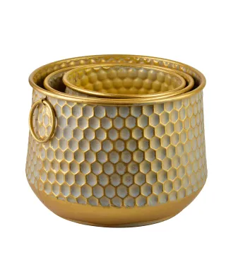 HEXAGONE GLOW Komplet 3 osłonek 30x30xh24/26x26xh22/21x21xh21cm